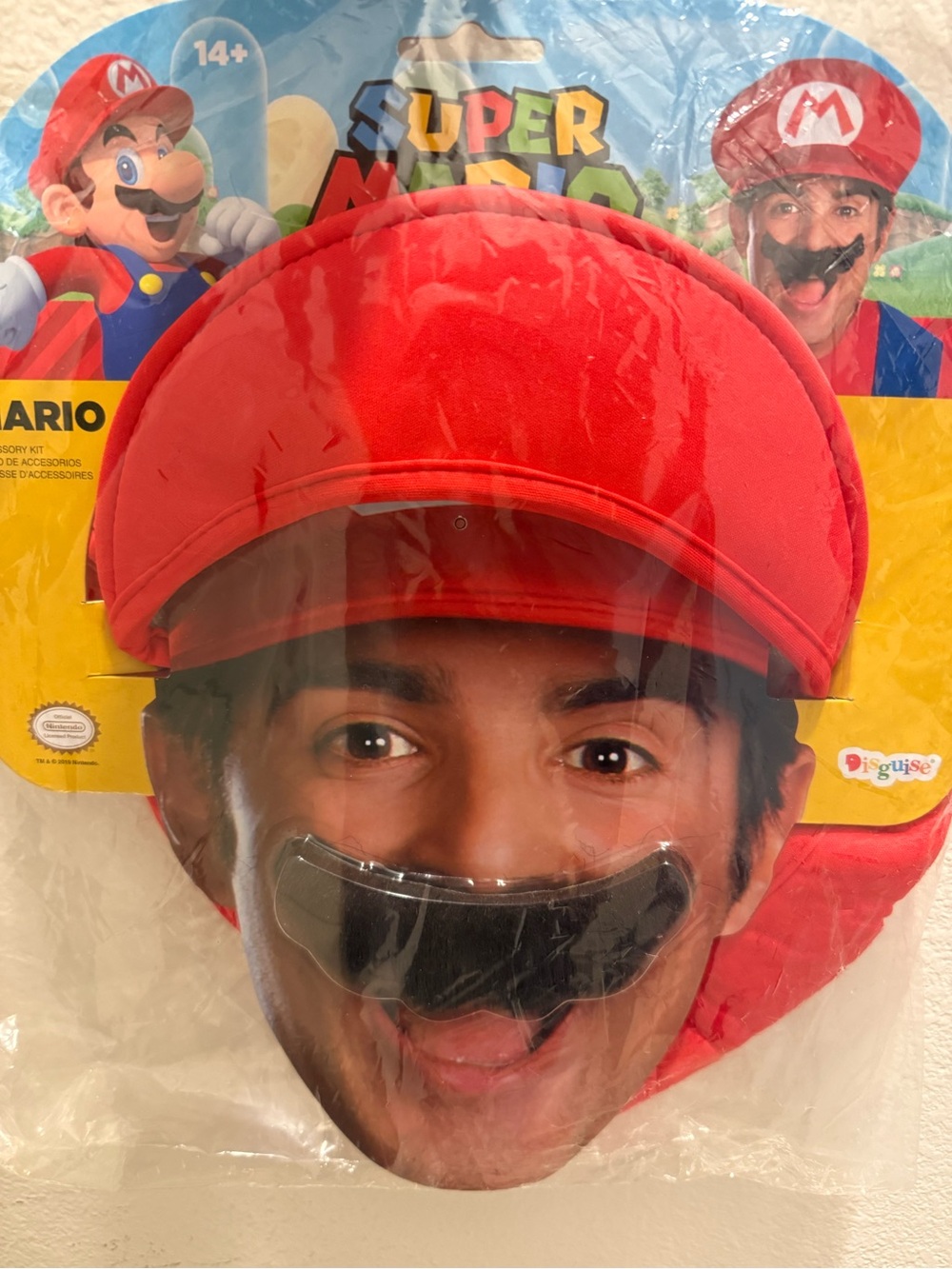 Red Super Mario Hat and Black Moustache Set